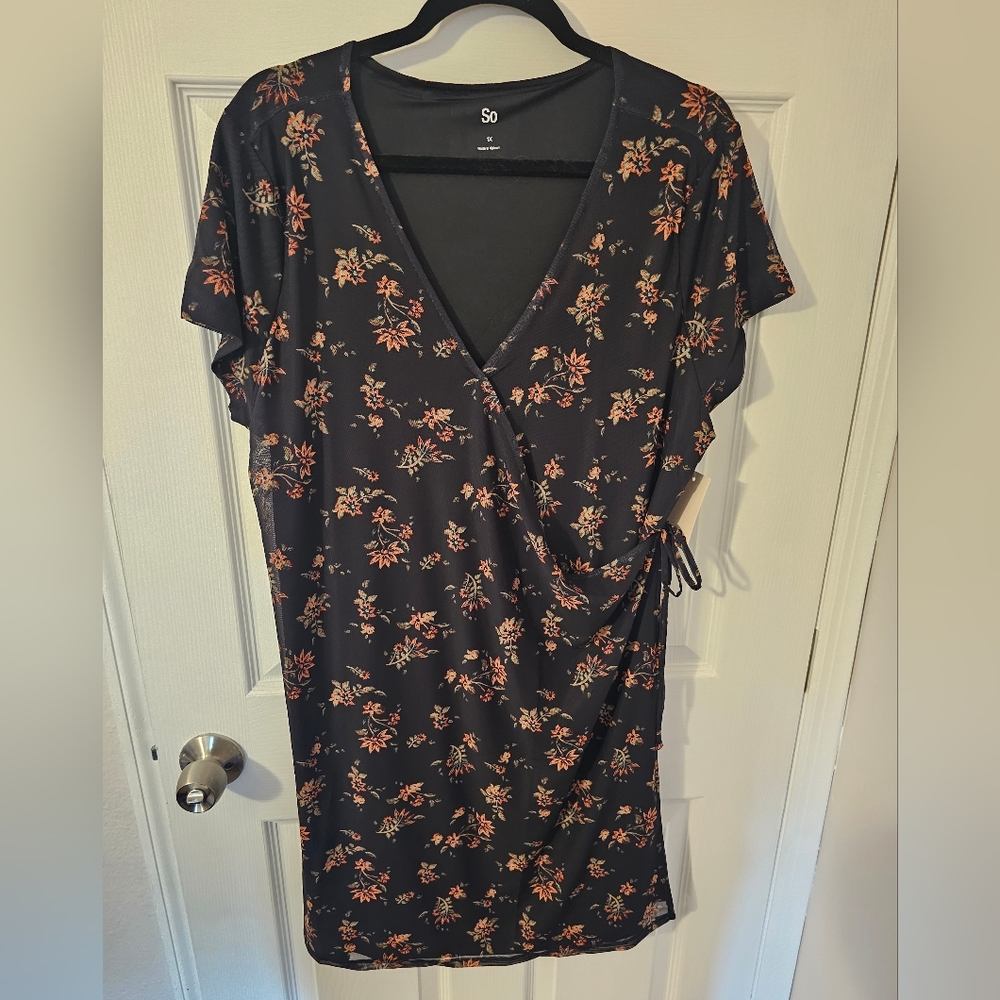 So Faux Wrap Mini Dress